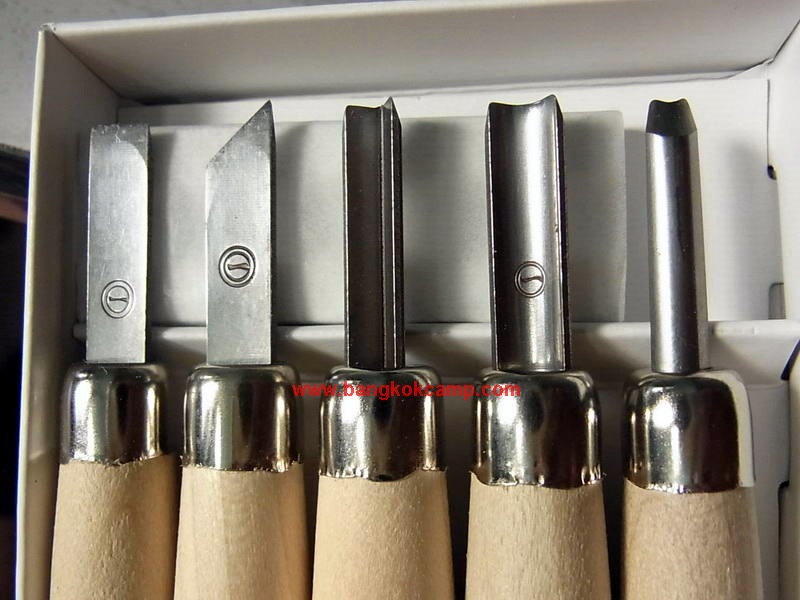 ชุดแกะสลัก5ชิ้น พร้อมหินลับมีด Made in JAPAN ใหม่ แท้