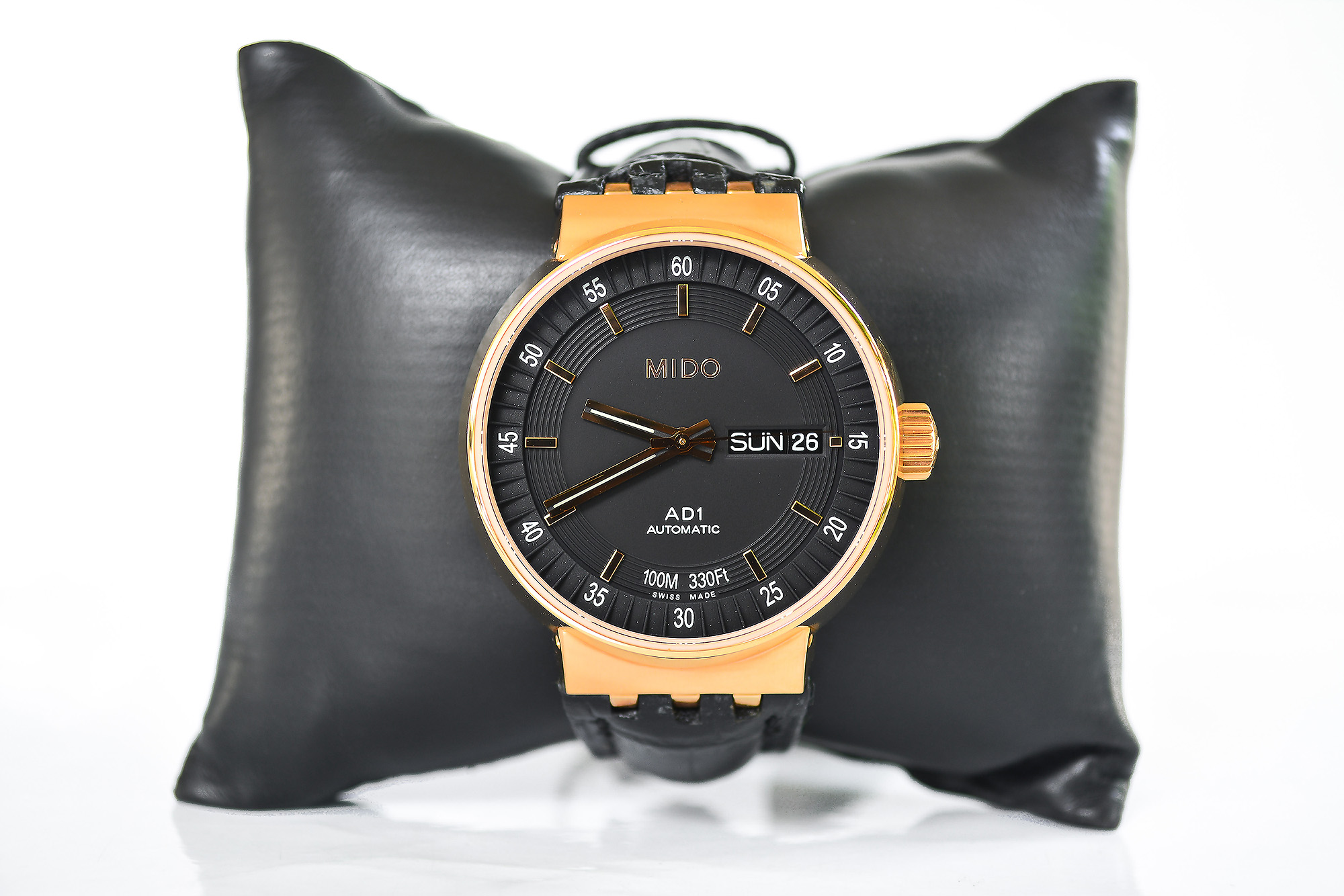 NEW:MIDO ALL DIAL AD1 automatic M8330.5.18.43 pink gold สายหนัง