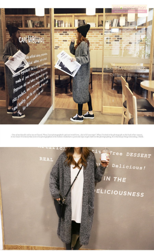 เสื้อคลุมกันหนาว ยาว 36 นิ้ว ไหมพรม เกาหลีสุดๆ พร้อมส่ง ดูดีเหมือนแบบ ใครชอบแนวเกาหลีๆ จัดเลยนะคะ GRAY