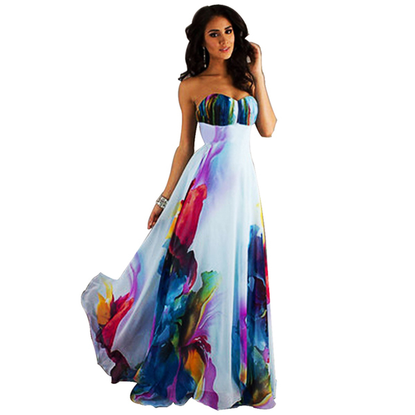 Cyber Fashion Sexy Women Ladies Strapless High Waist Maxi Asia Dresses For Women Trendy Fashion Style OnlinePrint Banquet Party Full Long Women - Dresses