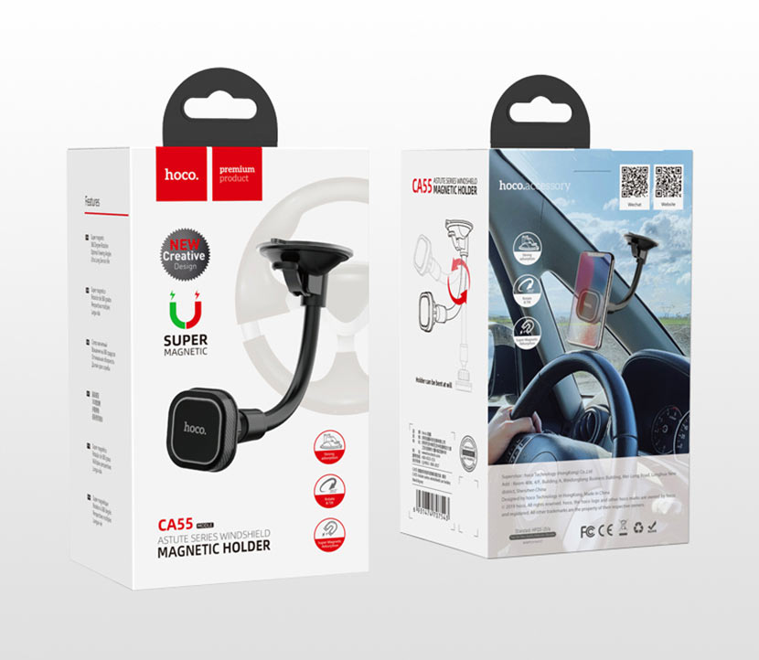 HOCO CA55 Windshield Car Holder - ที่จับโทรศัพท์ระบบแม่เหล็กแบบติดกระจก