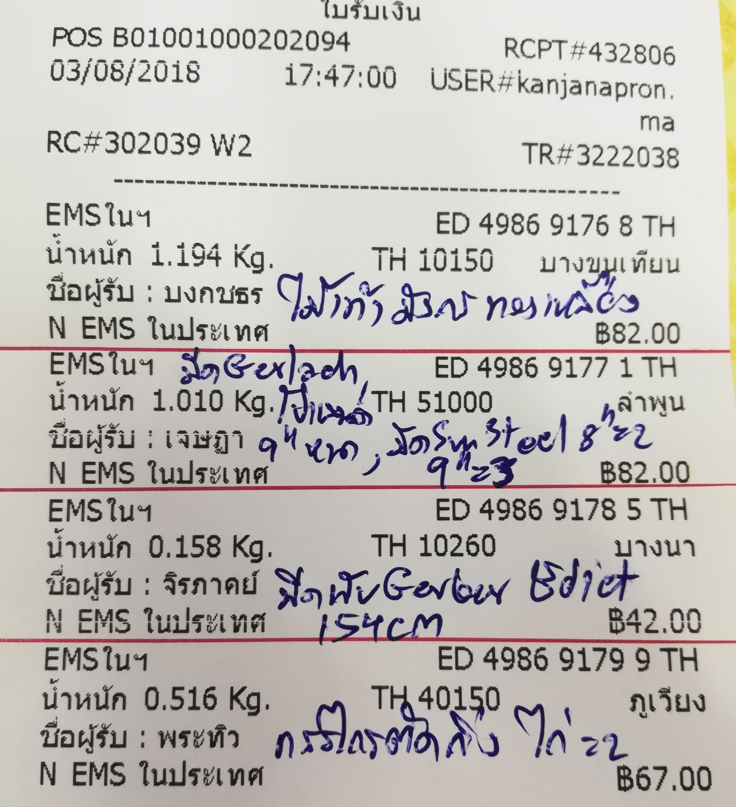 ใบเสร็จฯ สิงหาคม​ 2561