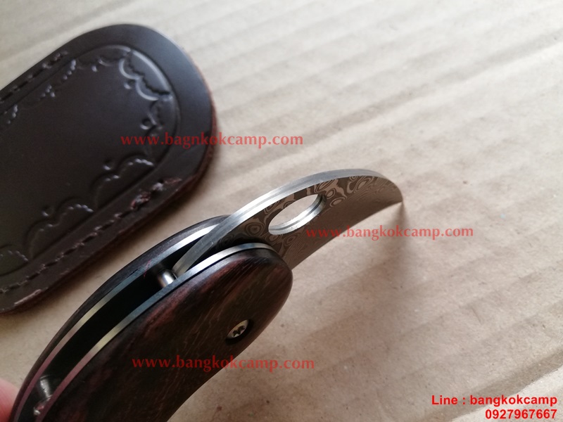 มีดพับ ดามัสกัส Damascus พร้อมซองหนังแท้ (6)