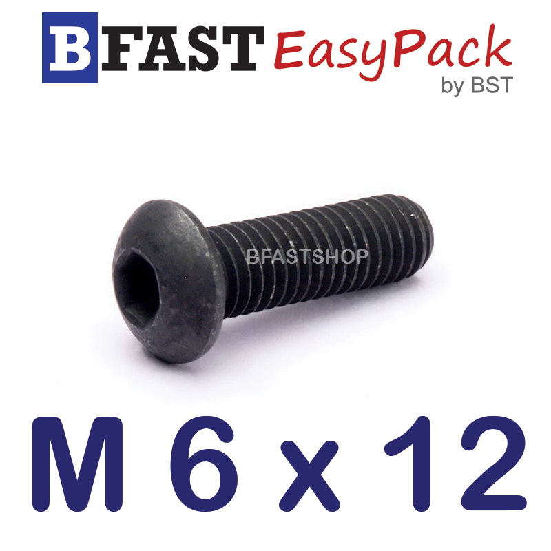สกรูจมกลมดำ M 6 x 12 (10 ตัว/ถุง)