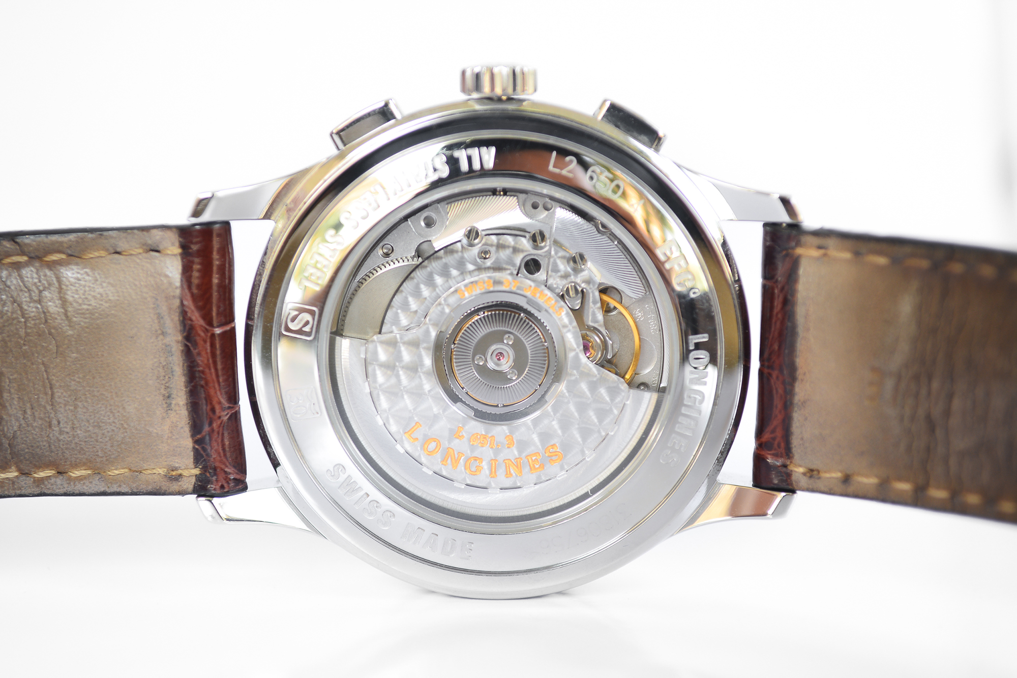 Longines Heritage Chronograph Automatic หน้าดำ สายหนัง (Sold)