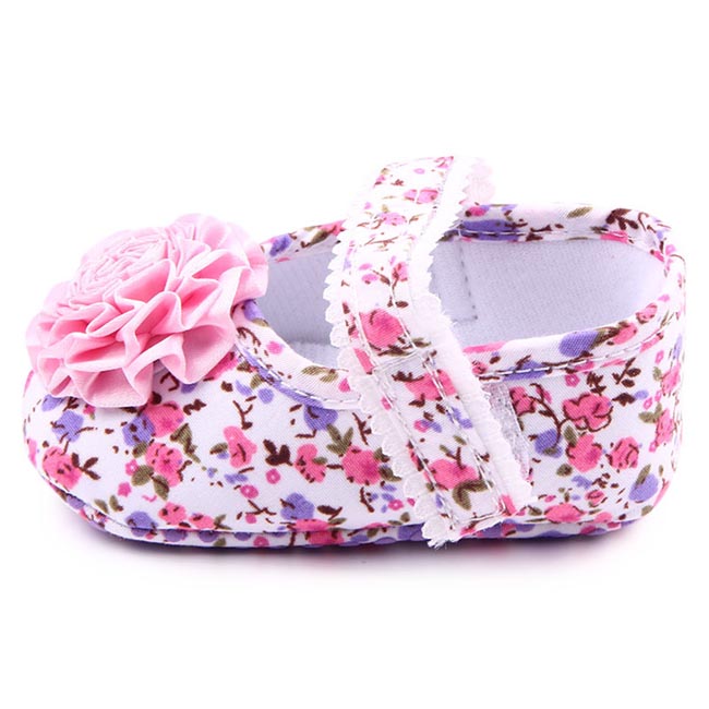 รองเท้าหัดเดินลายดอกไม้แต่งดอกไม้ด้านหน้า(size 13 ยาว 12.5 CM)