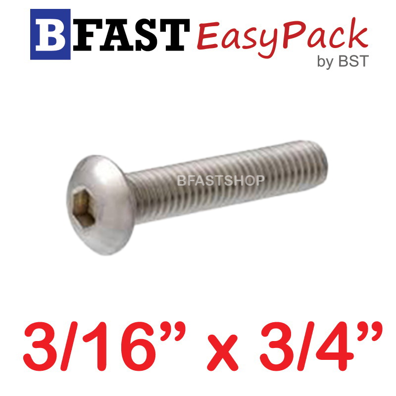 สกรูหัวจมกลมสแตนเลส SUS 3/16" x 3/4" ( 5 ตัว/ถุง )