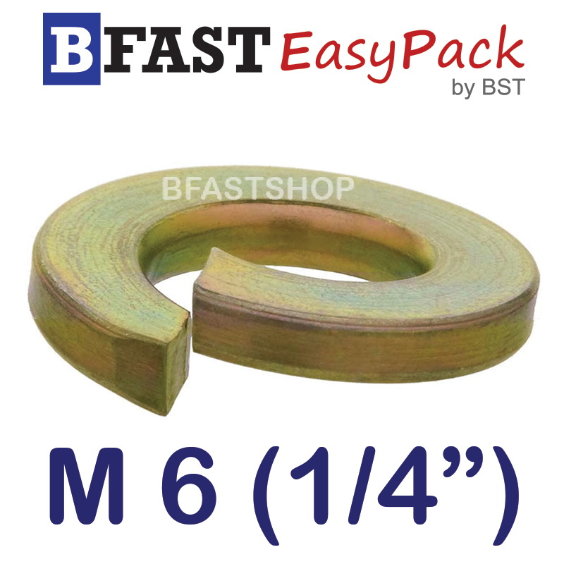 แหวนสปริง M6 (1/4") ชุบรุ้ง (50 ตัว/ถุง)