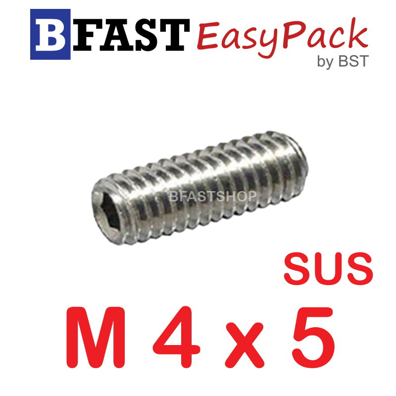 สกรูตัวหนอนสแตนเลส SUS M4 x 5 (20 ตัว/ถุง)