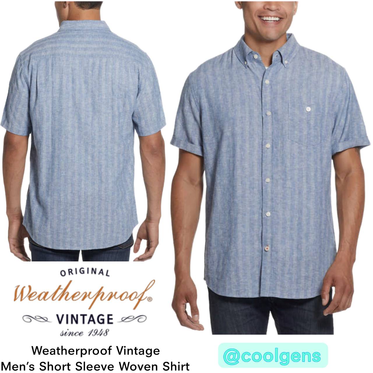 Weatherproof Vintage Mens Short Sleeve Woven Shirt