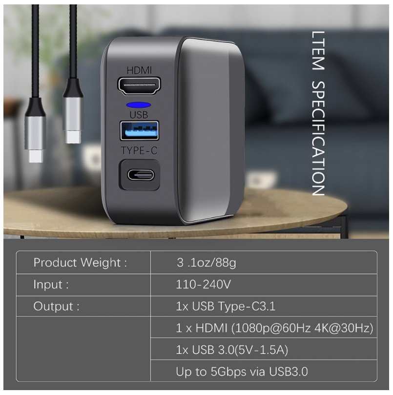 AC Adapter & TV Dock Function 2in1 แปลงสวิชเล่นบนทีวีแบบพกพา