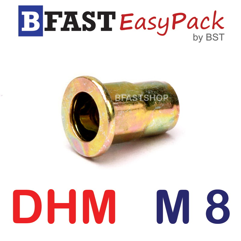 รีเวทนัท หัวแบนคอเหลี่ยม DHM M8 (3 ตัว/ถุง)