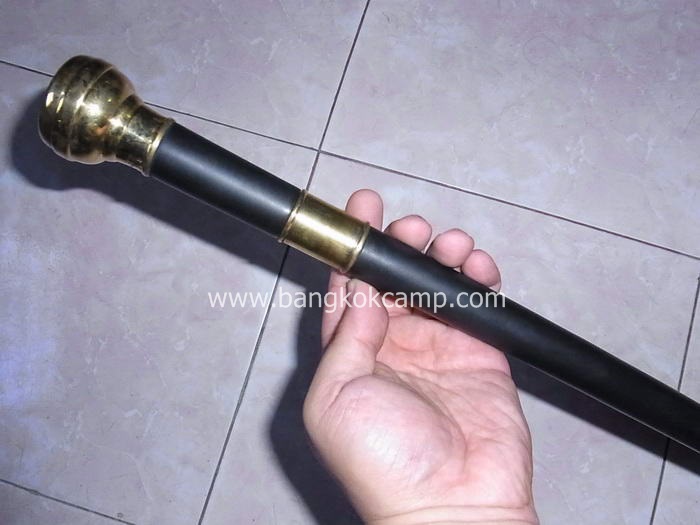 ไม้ตะพด ซ่อนมีด ประดับเหรียญ ช้างเอราวัณ(ช้าง3เศียร) สวย คลาสิก (หัวใหญ่ ทรงลูกบิด)