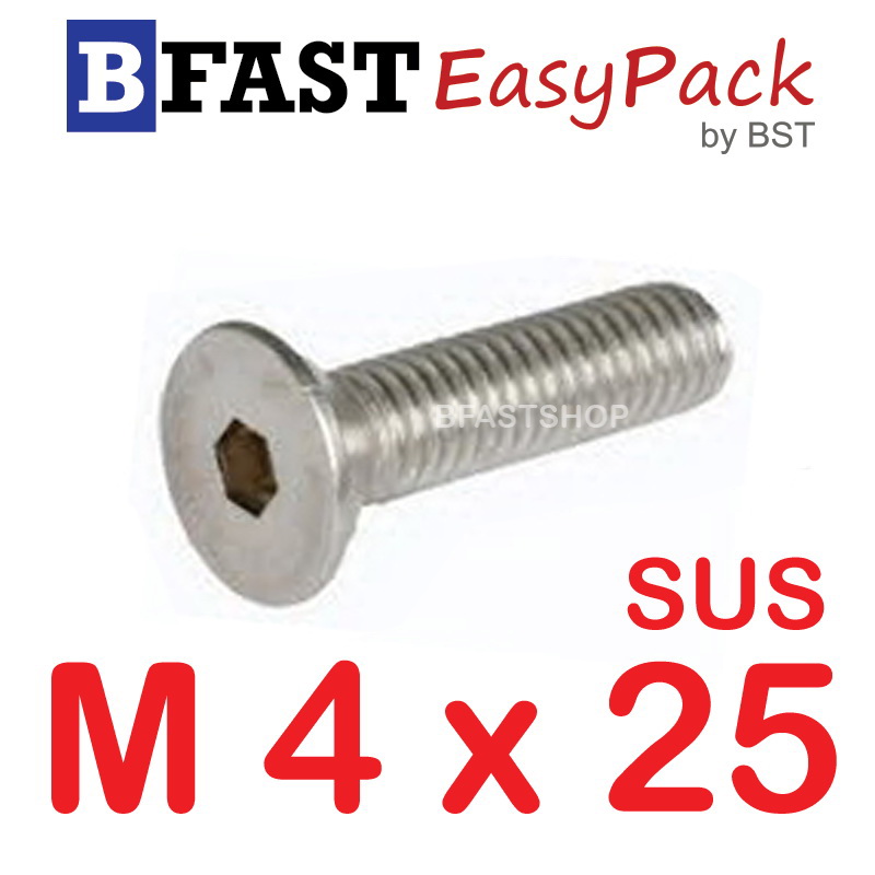 สกรูหัวจมเตเปอร์สแตนเลส SUS M4 x 25 (8 ตัว/ถุง)