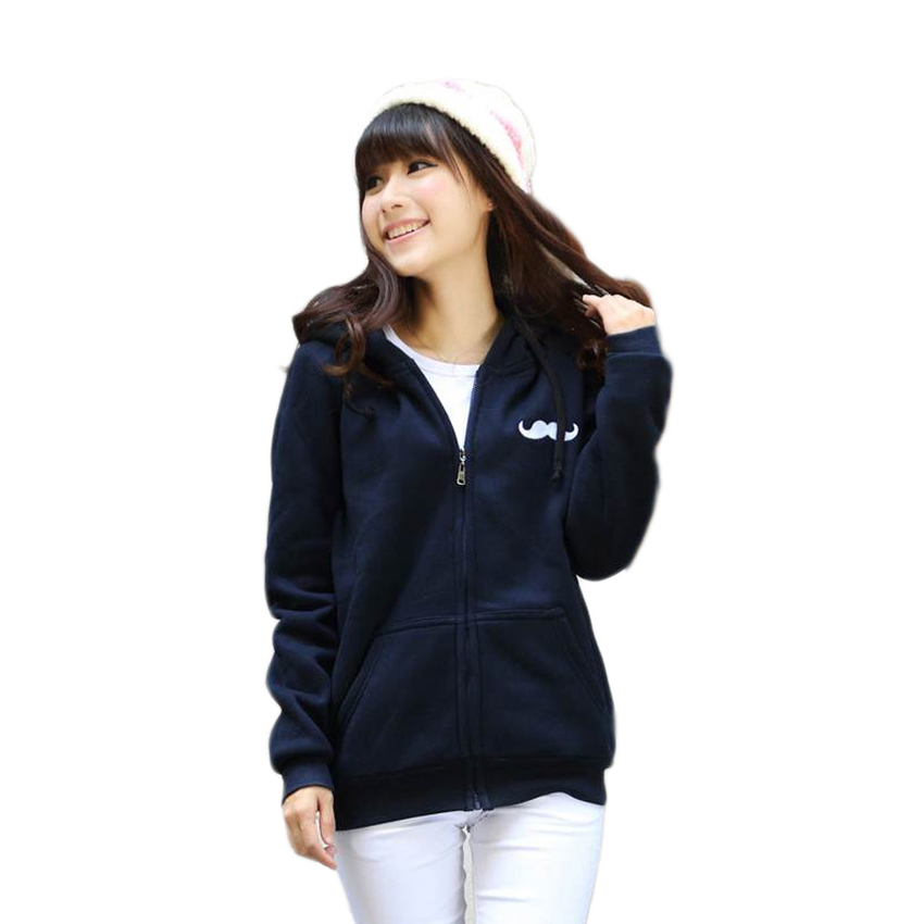 Tucky&Jiang เสื้อคลุมแขนยาว มีฮู้ด ลายหนวด (สีน้ำเงินเข้ม)