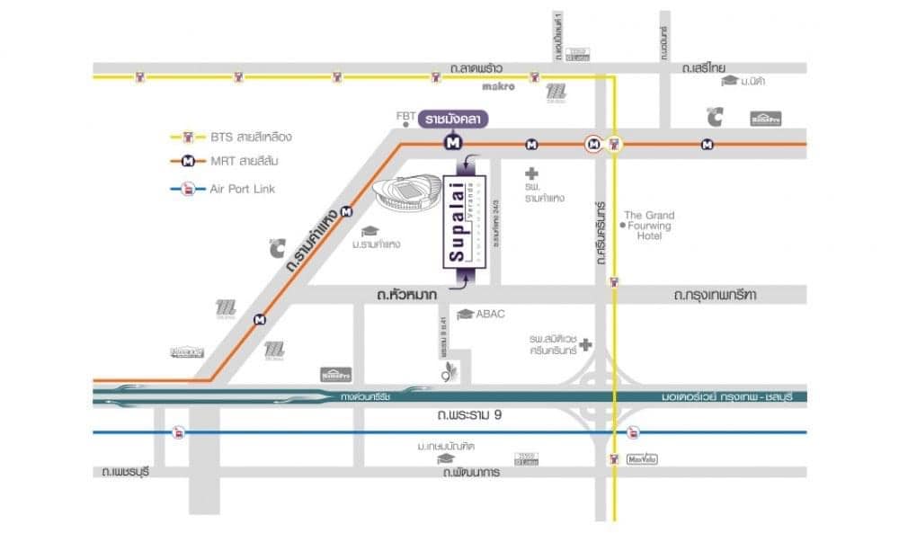 ให้เช่าคอนโด Supalai Veranda Ramkhamhaeng (ศุภาลัย เวอเรนด้า รามคำแหง) - 2 ห้องนอน; 2 ห้องน้ำ; ครัวแยก; ห้องมุม
