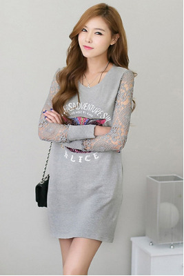 Ladies Long Sleeve Pockets V-Neck Loose Casual Cotton MIni Women - Dresses