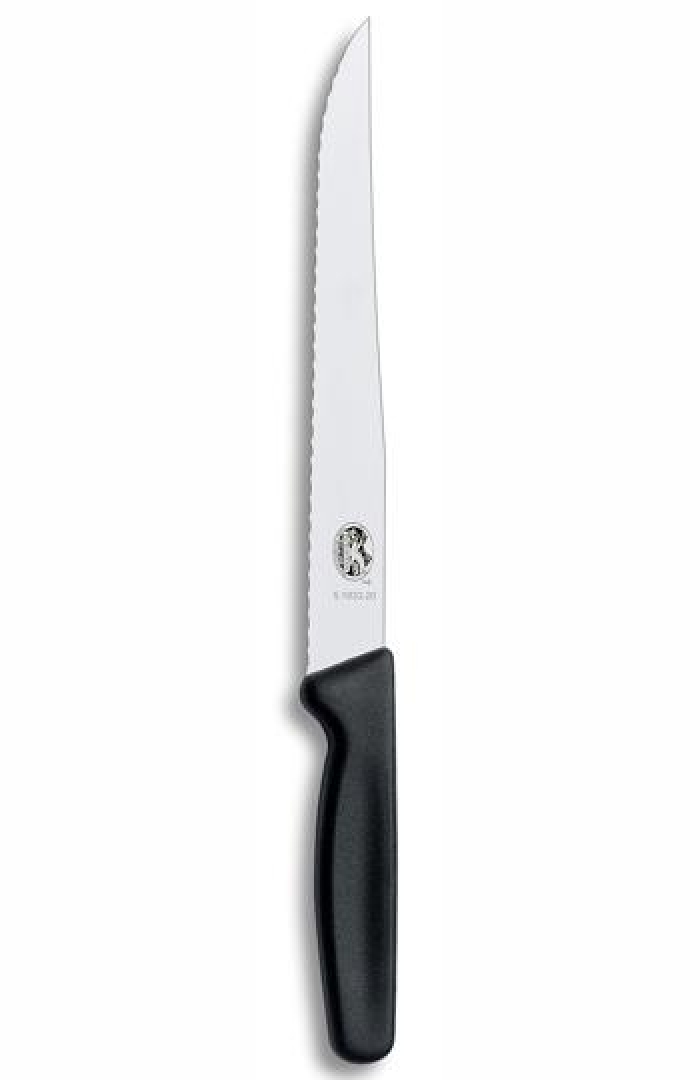 มีดหั่นเนื้อ/สเต๊ก VICTORINOX Carving Knife Serrated, KNIFE PLASTIC HANDLE Made in Switzerland ใหม่ แท้ (5.1833.20B)