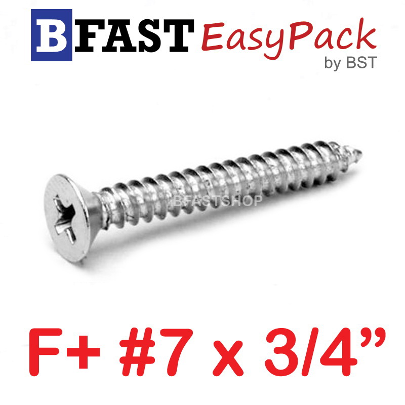 สกรูเกลียวสแตนเลส F+ SUS # 7 X 3/4" (15 ตัว/ถุง)