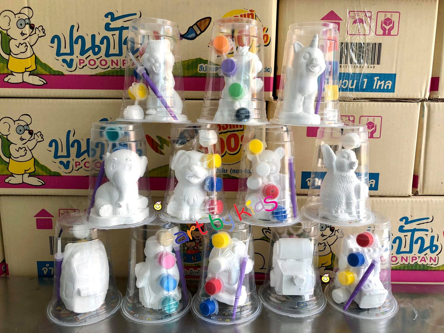 ตุ๊กตาปูนชุด 12 ชุด แพคสีอย่างดี 4 สี ปิดเปิดได้ (ตุ๊กตาปูนชุด 1 ตัว)
