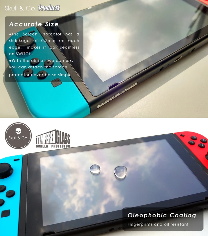 Skull & Co. Tempered Glass for Nintendo Switch V.1 V.2 (2 Pack)