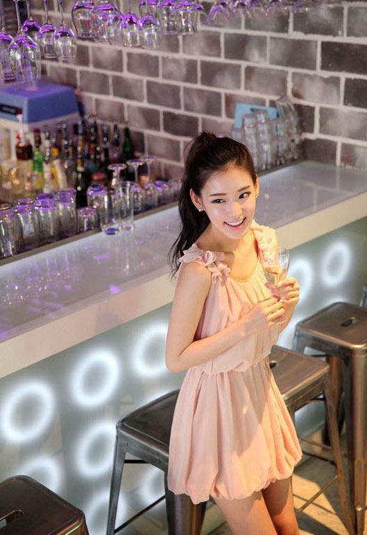 dress เดรสทํางาน สีโอรส ผ้าชีฟอง น่ารักๆ ใส่ออกงานได้