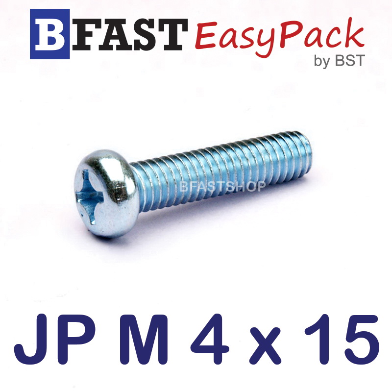 สกรูมิลสี่แฉก JP M 4 x 15 (25 ตัว/ถุง)