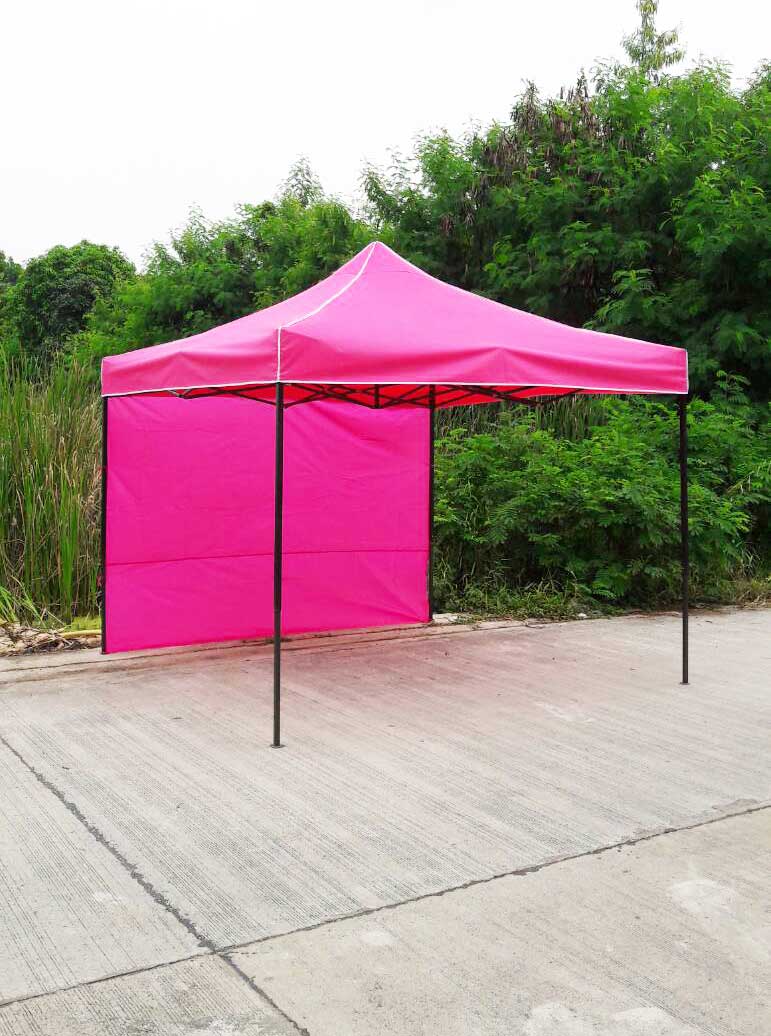 เต็นท์พับได้ สีชมพู ขนาด 3m x 3m พร้อมผ้าข้าง 300D 1 ด้าน