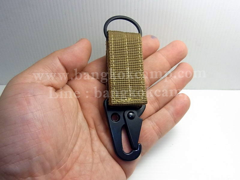 พวงกุญแจ ผ้าคอดูร่า คาราบิเนอร์ Carabiners สแน็ปลิงค์ Snaplink ตะขอเกี่ยว - ห่วงถอดได้ เหน็บเข็มขัดได้ (แบบ1-สีทราย / สีครีม)