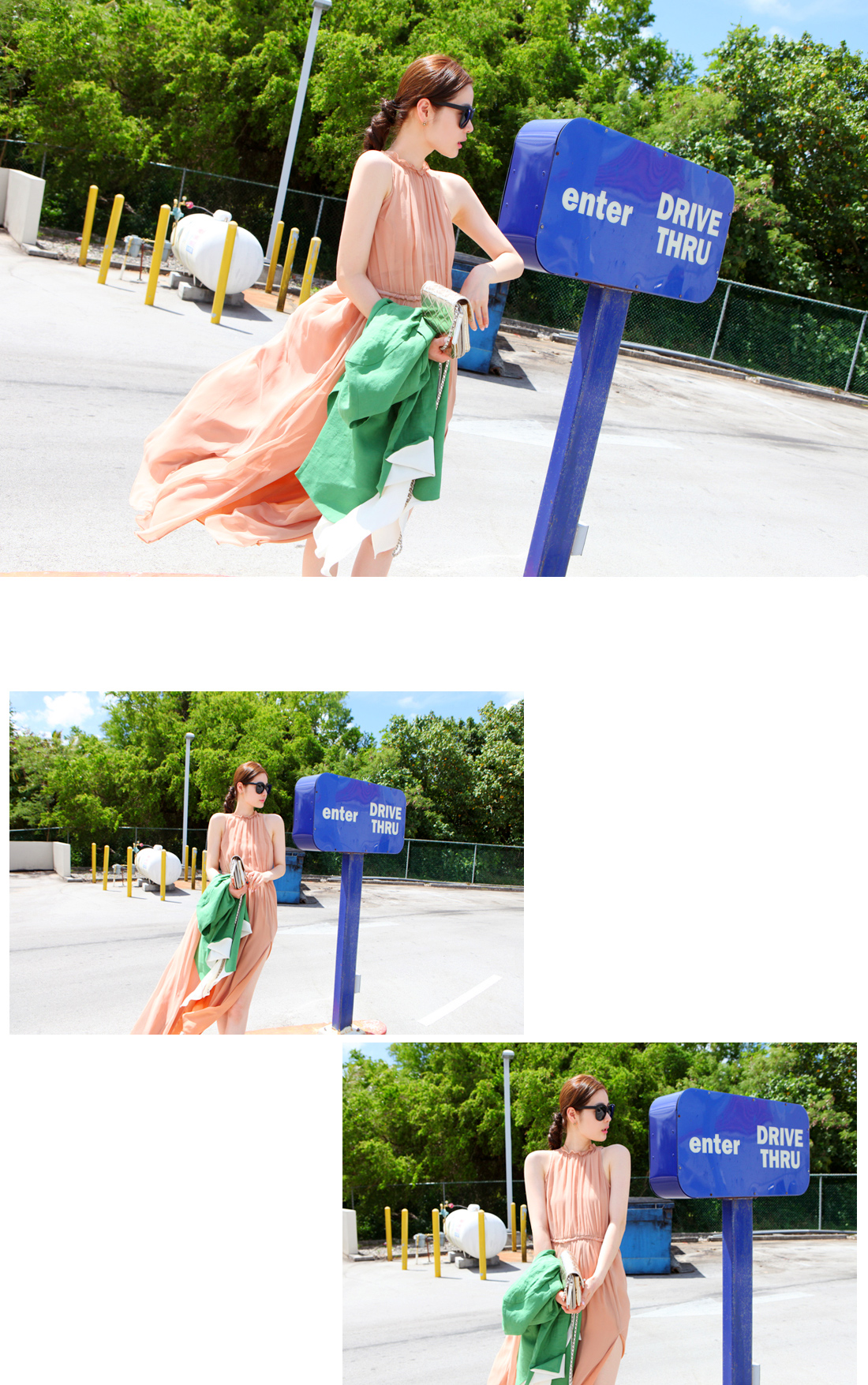 maxi dress - ชุดเดรสยาวผ้าชีฟอง ใสเที่ยว ใส่ทำงาน แขนกุด เปิดหลัง สีโอรส น่ารักมากๆ ค่ะ สามารถใส่ออกงานได้ Asia Sttreet Fashion