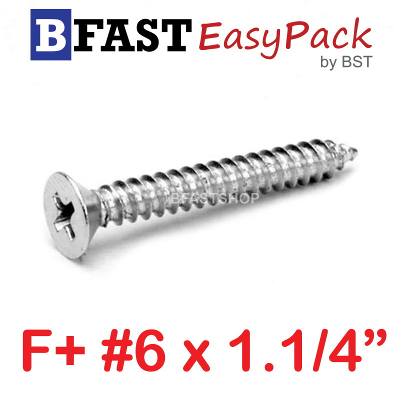 สกรูเกลียวสแตนเลส F+ SUS # 6 x 1.1/4" (20 ตัว/ถุง)
