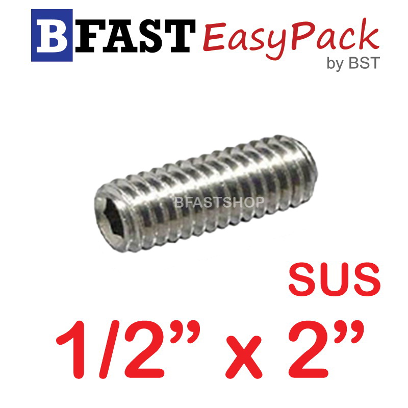 สกรูตัวหนอนสแตนเลส SUS 1/2 x 2" (1 ตัว/ถุง)