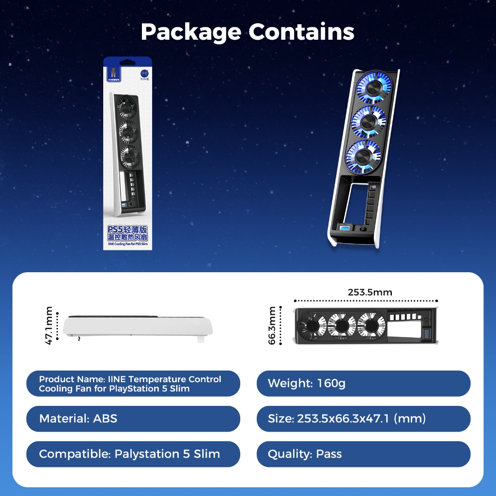 IINE พัดลมระบายความร้อนอัจฉริยะ ควบคุมอุณหภูมิ สําหรับ PlayStation 5 Slim L960