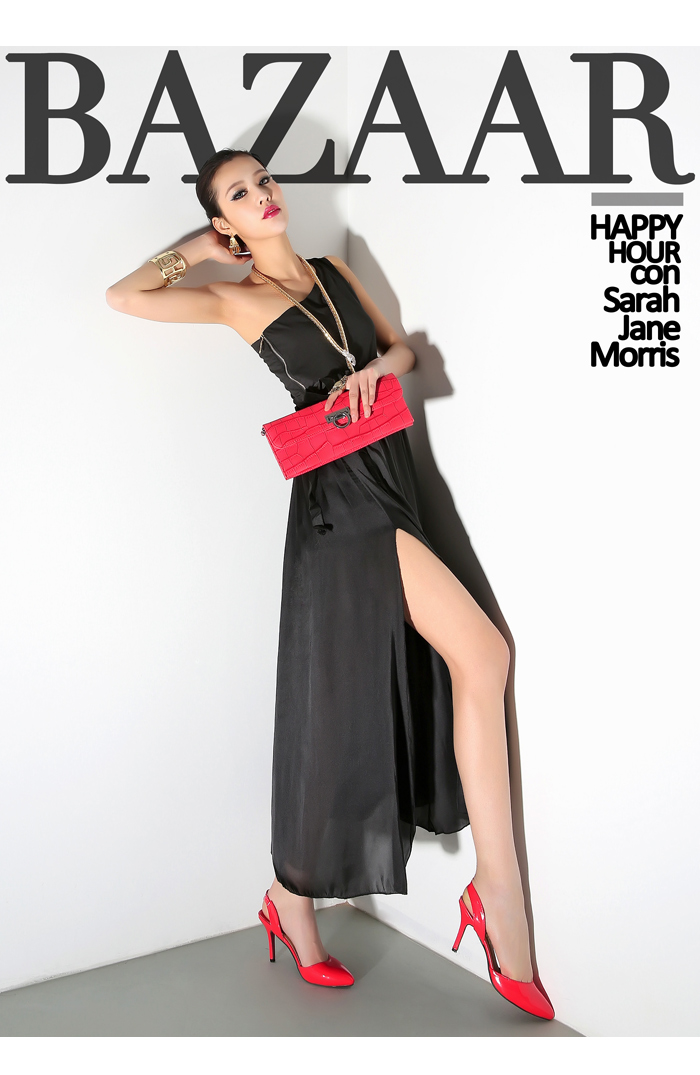 MAXI DRESS ชุดเดรสยาวผ้าชีฟอง เปิดไหล่ สีดำ ใส่ออกงาน สวย เซ็กซี่ ASIA STREET FASHION