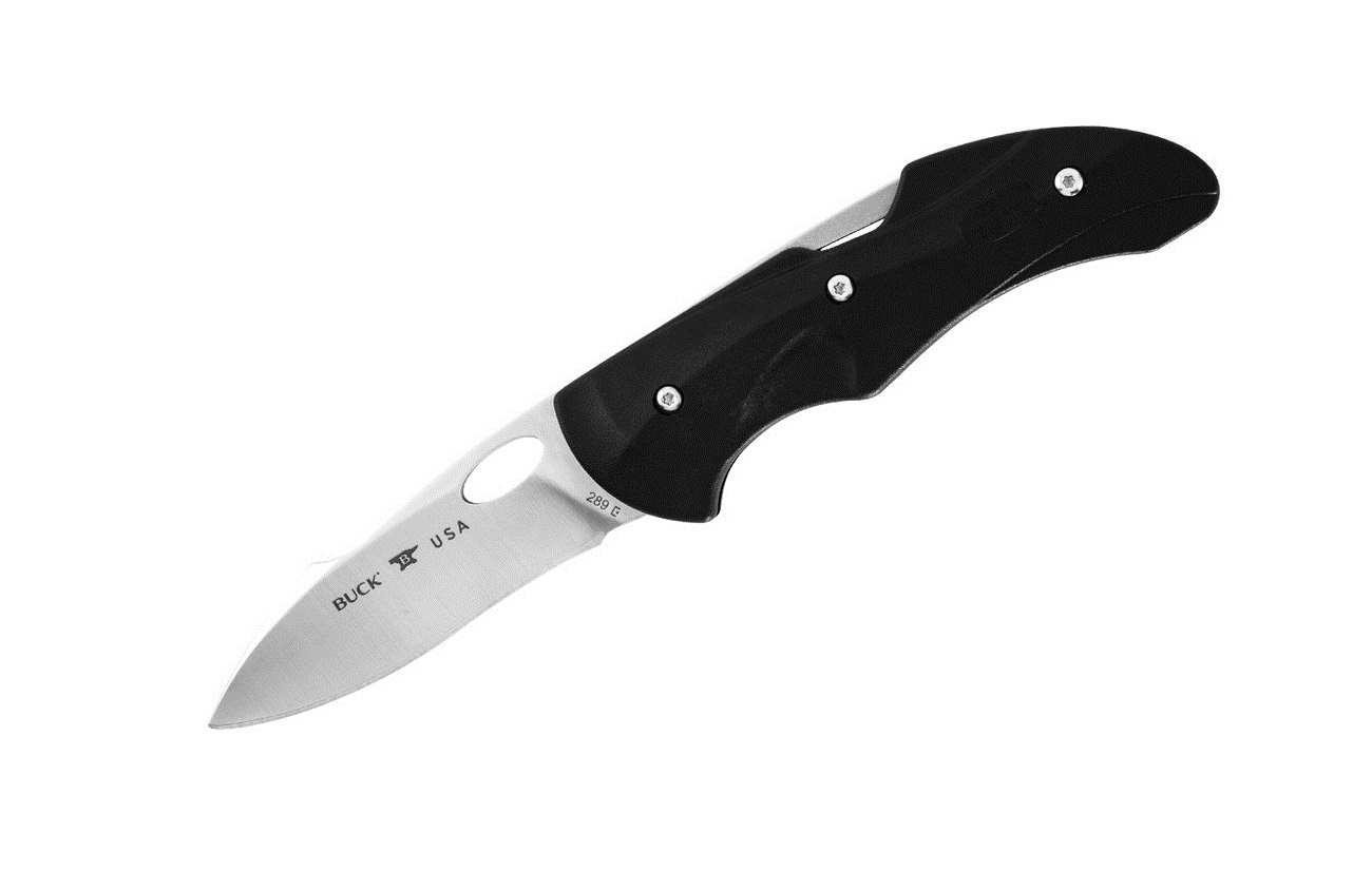 มีดพับ Buck 289 Fluid Folding Knife 3" Plain Blade, Black Glass Reinforced Nylon Handles - 10703