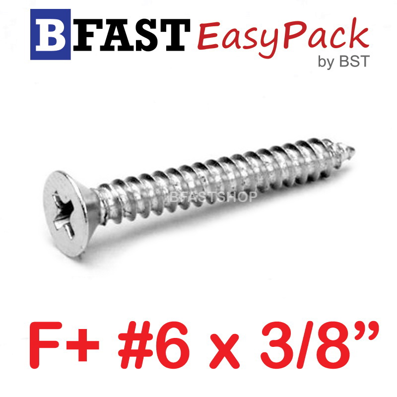 สกรูเกลียวสแตนเลส F+ SUS # 6 x 3/8" (20 ตัว/ถุง)