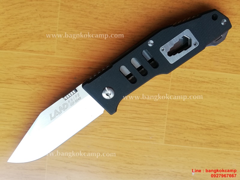 มีด LAND Knife GB-9046 ใบเรียบ ด้ามดำ