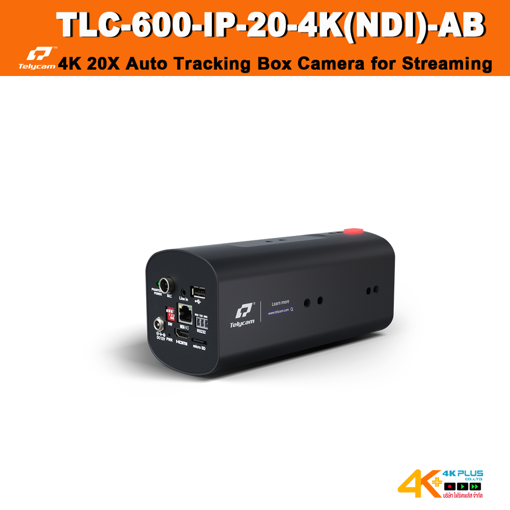 Telycam TLC-600-IP-20-4K(NDI)-AB [VISION+ 4KZ] 4K 20X Auto Tracking Box Camera for Streaming