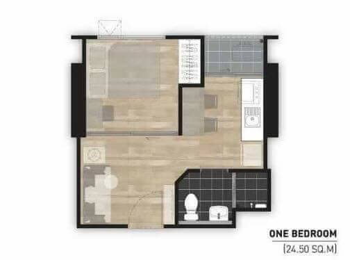 ขายคอนโด Aspire Rattanathibet (แอสไพร์ รัตนาธิเบศร์) ห้อง Studio 1 ห้องน้ำ พื้นที่ 24.70 ตรม