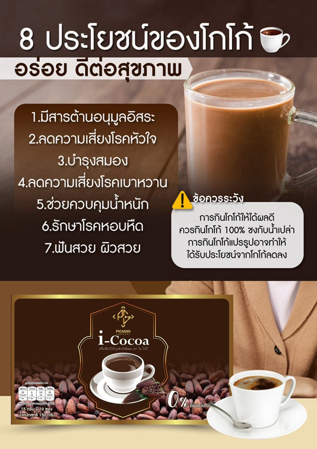 i-cocoa โกโก้ เสริมสร้างหัวใจให้แข็งแรง 10 ซอง 15กรัม/ซอง