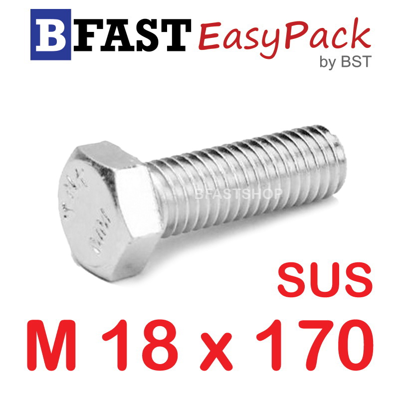 สกรูหัวเหลี่ยมสแตนเลส M18 x 170