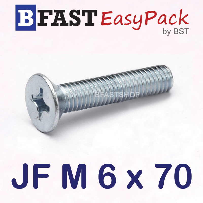 สกรูมิลสี่แฉก JF M 6 x 70 (12 ตัว/ถุง)