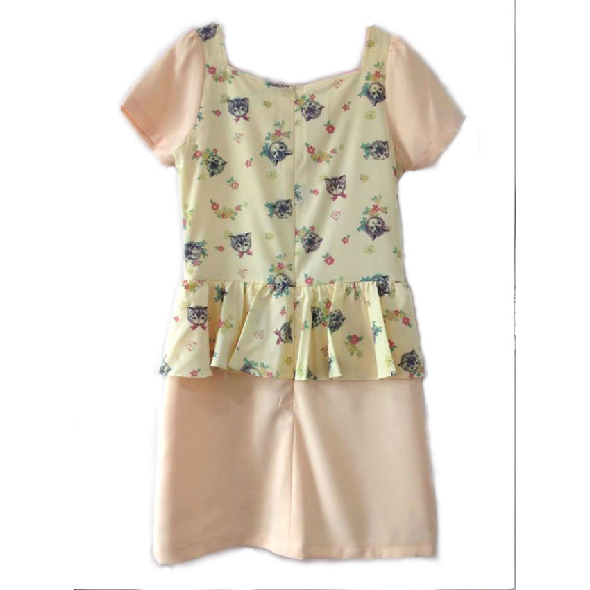 เดรส-สีเหลือง (มีระบายที่เอว)