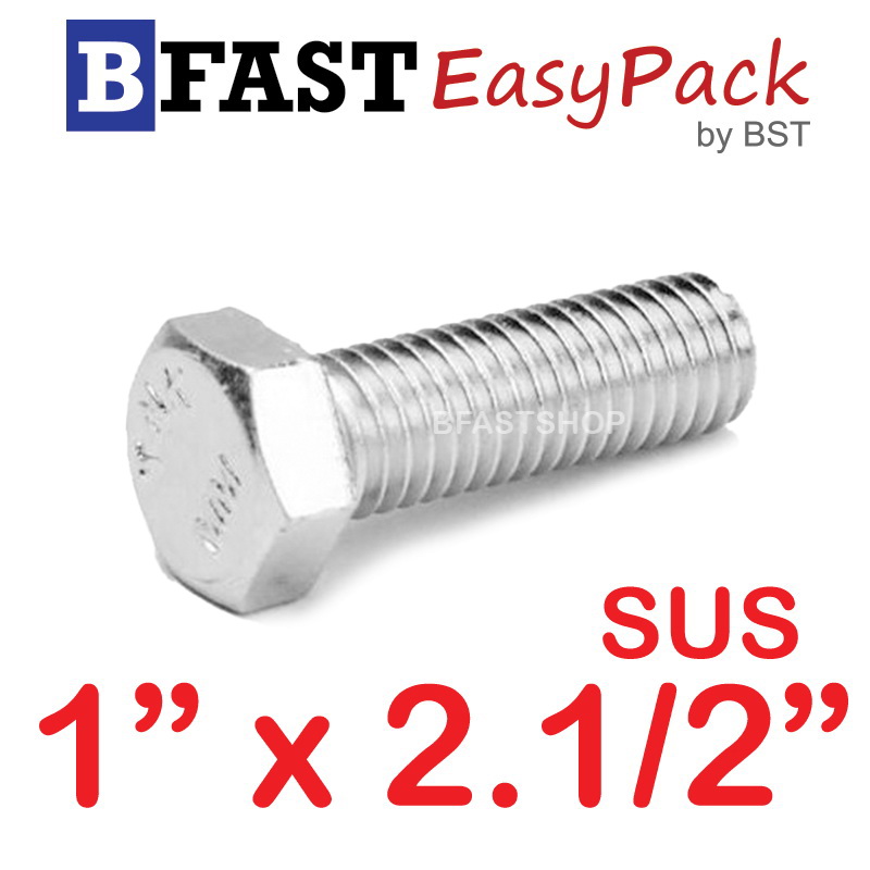 สกรูหัวเหลี่ยมสแตนเลส 1" x 2.1/2" (1 ตัว)
