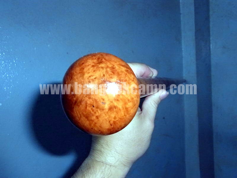 ไม้หายาก... ไม้ตะพด(ไม้ปุ่มประดู่, ปมประดู่) ลายสวยมาก หัวไม้ทรงลูกจันทร์ ปลายทองเหลือง