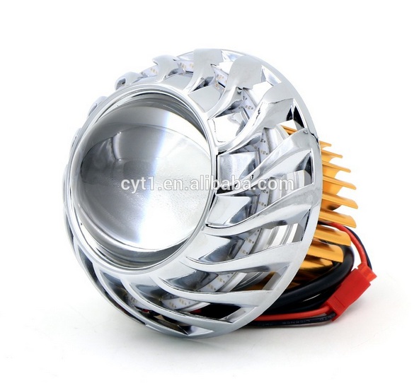 ไฟโปรเจคเตอร์รถมอเตอร์ไซค์แบบ LED รุ่น 10 วัตต์ ทรงใบพัดสี ฟ้า ขาว