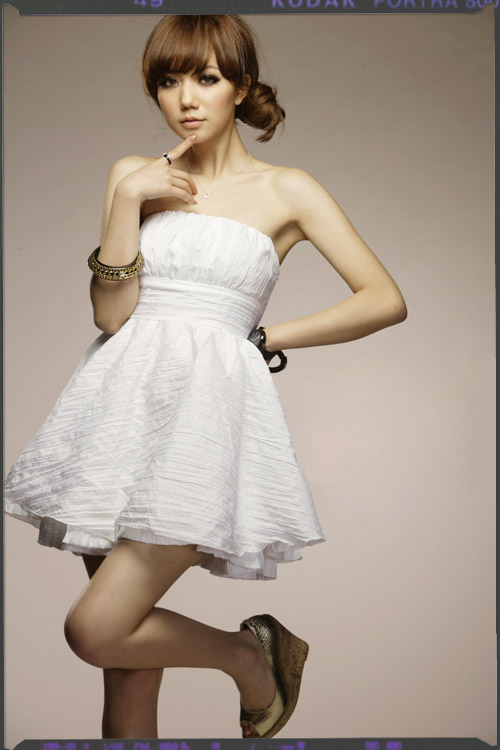 dress ชุดเดรสแฟชั่นใส่ออกงาน สีขาว ผ้า ice cotton น่ารัก ใส่ไปงานแต่งงาน สวยๆ Asia Street Fashion