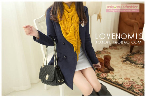 LADY COAT เสื้อโค้ทกันหนาว ทรงหวานๆ สไตล์เกาหลี พร้อมส่ง DARK BLUE