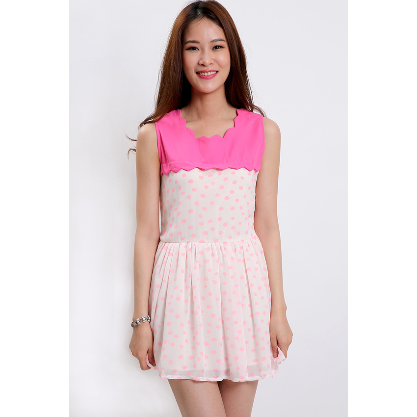 Senyes Navy เดรส sleeveless สม๊อคเอว