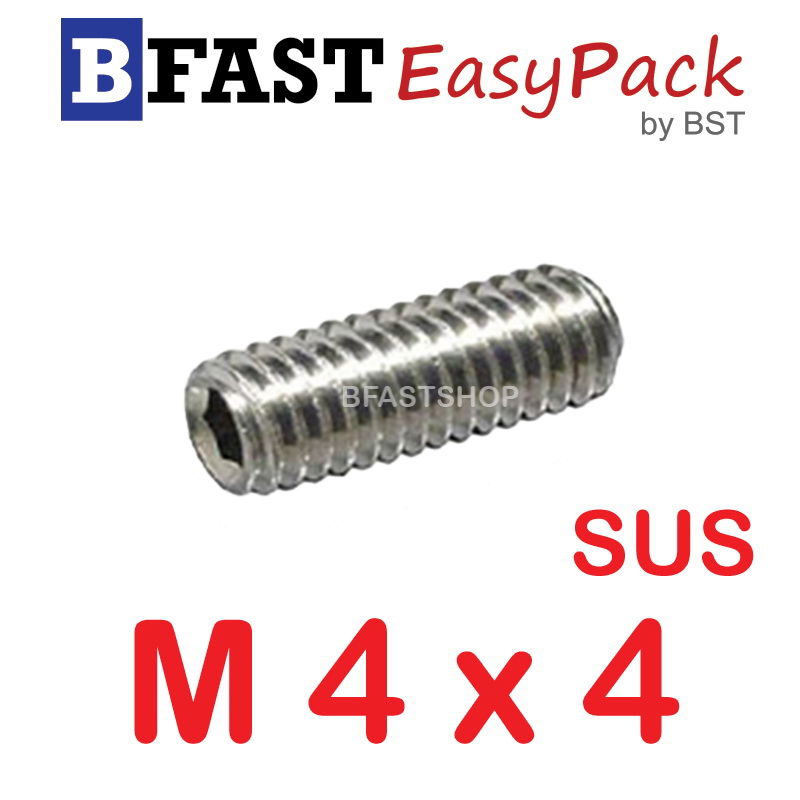 สกรูตัวหนอนสแตนเลส SUS M4 x 4 (20 ตัว/ถุง)